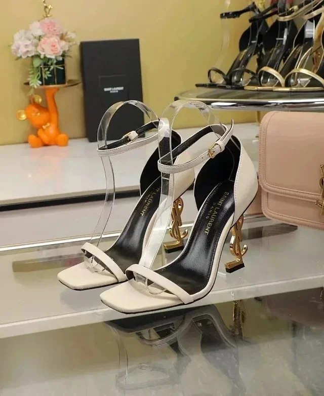 SAINT LAURENT LV Opyum patent leather buckle shaped high heels