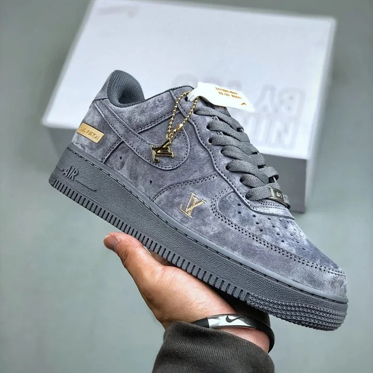 Nike Louis Vuitton LV Gray suede low-top casual sports shoes