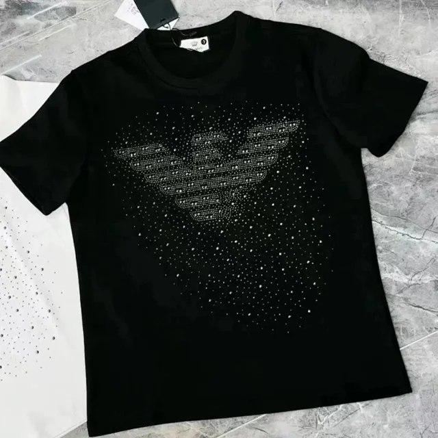 EMPORIO ARMANI EA7 Lettering Logo Solid Color Round Neck Short Sleeve T-Shirt