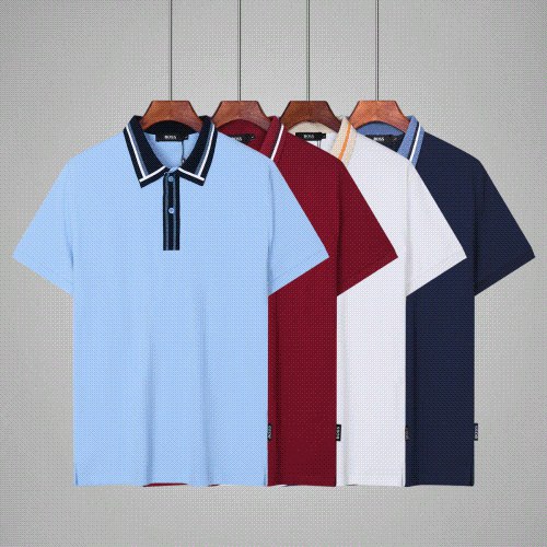  HUGO BOSS Logo Embroidered Cotton Short Sleeve Polo Shirt T-Shirt