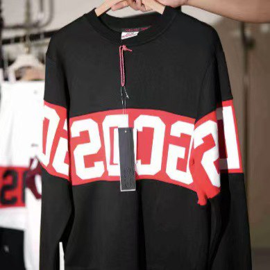 Sudadera GCDS Unisex classic white and red stitching round neck T-shirt sweater knitted sweater