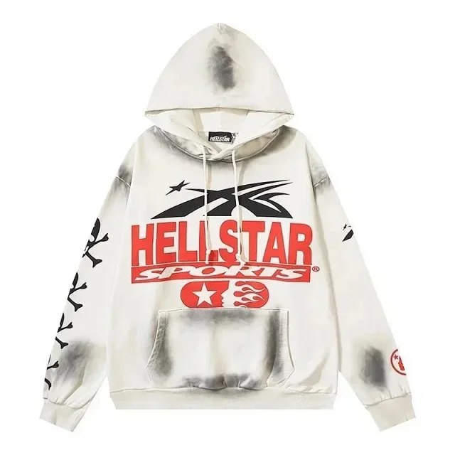 Hellstar 2025 new washed old printed hooded sweatshirt for men and women