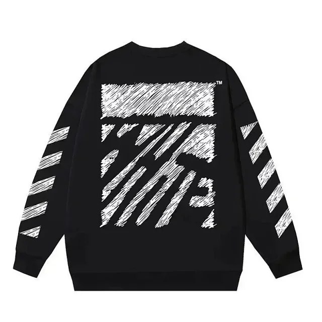  Off white Men's arrow graffiti print crew neck sweatshirt
