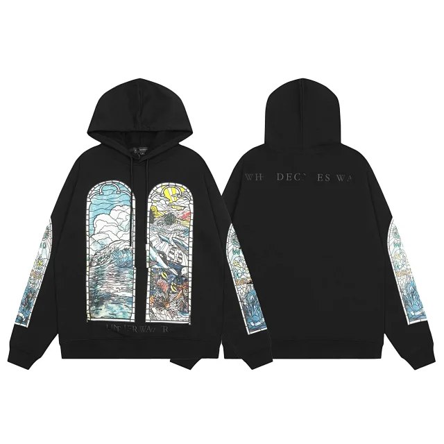 Who Decides War New embroidery print American trend high street washed hooded sweatshirt