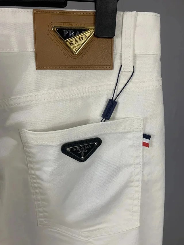 Prada High-Waist Spring and summer men's jeans slim stretch skinny trousers