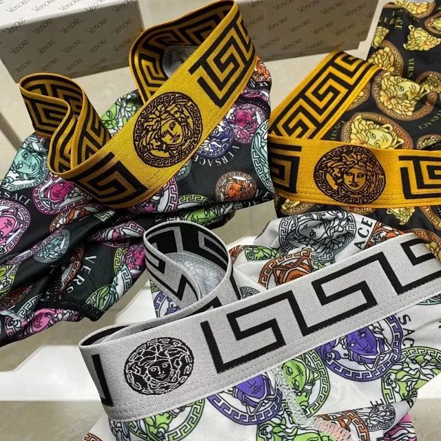 VERSACE Men's stylish breathable underwear with colorful logo pattern Briefs Boxer Briefs 4pcs