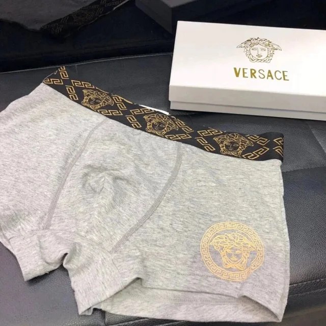 Versace Men's stylish printed logo solid color underwear boxer 3pcs