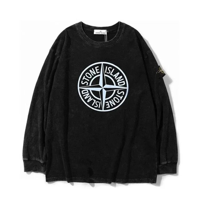 Stone Island Retro round neck design pure cotton letter loose top（9 styles)