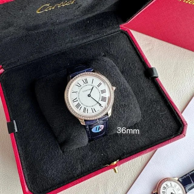 Cartier Crocodile leather belt men's and women's circular pattern folding buckle watch（37 styles)