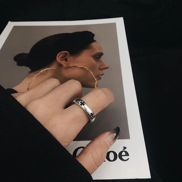 Chrome Hearts Arc-shaped cross flower couple ring（40 styles)